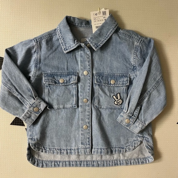 Zara Minnie Mouse Denim Overshirt Nwt 